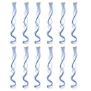SWACC 12 Pcs Curly Wavy One Color Party Highlights Clip on in Hair Extensions Colored Hair Streak Synthetic Hairpieces (Dull Blue) SWACC