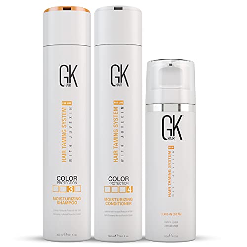 Global Keratin GK Hair Moisturizing Shampoo and Conditioner 300ml Set I Leave in Conditioner Cream 130ml For Detangling Smoothing Strengthening Global Keratin