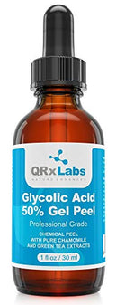 Glycolic Acid 50% Gel Peel with Chamomile and Green Tea Extracts - Professional Grade Chemical Face Peel for Acne Scars, Collagen Boost, Wrinkles, Fine Lines - Alpha Hydroxy Acid - 1 Bottle of 1 fl oz QRxLabs