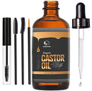 Naturise Organic Castor Oil Unrefined Unfiltered 100% Pure Cold Pressed (4oz) USDA Certified Organic, NON-GMO, Promotes Hair growth, Eyelash, Eyebrow growth, Skin Moisturizer, With Bonus Mascara Kit Naturise
