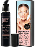 Face Tanner – Self Tan Serum w/Hyaluronic Acid and Organic Oils, Self Tanners Best Sellers, Facial Sunless Tanner for Natural Sunkissed Glow, Fake Tan Moisturizer, 2.0 fl (Light to Medium) GOLDEN STAR BEAUTY