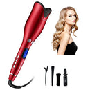 MIUOPUR Automatic Hair Curling Iron with Ceramic Ionic Barrel, Smart Anti-Stuck, Auto Rotating Hair Curling Wand with Temperature Display and Timer, Professional Hair Curler Styling Tool - Red MIUOPUR