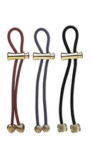 Pulleez Sliding Ponytail Holder, Set of 3 - Silver Nugget Metal Charms - Dk Brown/ Pink/ Dk Blue Elastic Hair Tie Bracelets Pulleez