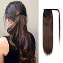 Remy Human Hair Ponytail Extension Clip in Ponytail Hair Extensions Wrap Around Pony Tails Hairpiece Long Straight Comb Binding One Piece for Women Girl 20 inch Medium Brown