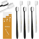Adult Extra Soft Toothbrush with 20000 Soft Bristles, (Pack of 6) Micro Nano Manual Toothbrushes for Protect Sensitive Gums, Black/White VEGOLS