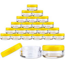 (Quantity: 25 Pieces) Beauticom 5G/5ML Round Clear Jars with YELLOW Lids for Lotion, Creams, Toners, Lip Balms, Makeup Samples Beauticom