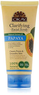 OKAY | Papaya Facial Scrub | Moderate Exfoliant | Cleans Pores - Smoothes Skin | Natural Papaya Extract | 6 oz Okay