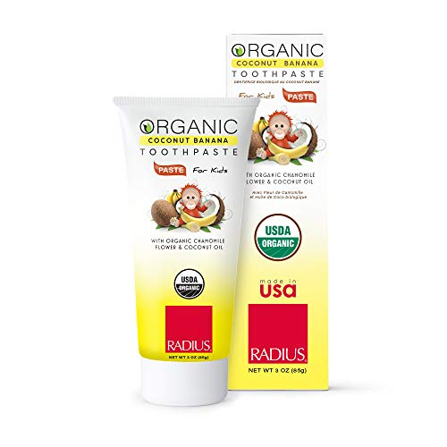 RADIUS USDA Kids Organic Toothpaste, Coconut Banana, 3 Oz (Pack of 1) RADIUS