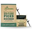 Natural Dental Floss Picks - Eco Friendly Cruelty Free & Vegan Tooth Flossers Pick Set with Biodegradable and Compostable BPA Free Handle & Zero Waste Packaging - 200 Pack (Bamboo Charcoal Flavored) BAMBOEARTH
