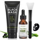 Blackhead Peel Off Face Mask, SHVYOG 3-in-1 Blackhead Remover Mask with Brush & Tea Tree Serum, Charcoal Face Mask for Deep Cleansing Blackheads, Dirts, Pores, Oil(100g+30ml) SHVYOG