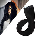 Benehair Tape in Hair Extensions Human Hair 24 inch Rooted Tape in Real Remy Hair 100g Dark Black for Women Seamless Skin Weft Long Straight Hair Invisible Double Sided Tape on 40pcs