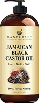 Handcraft Jamaican Black Castor Oil for Hair Growth, Eyelashes and Eyebrows - 100% Pure and Natural Carrier Oil & Body Oil - Use As Aromatherapy Carrier Oil, Moisturizing Massage Oil - 16 fl. oz Handcraft Blends