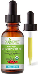 Organic Rosehip Oil by Sky Organics (1oz) Cold-Pressed Rosehip Seed Oil, Anti-aging Face Oil, Antioxidant Face Oil, 100% Pure Anti-Aging Rosehip Seed Oil for Radiant Skin, Hair and Acne Sky Organics