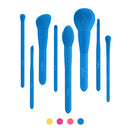 TEXAMO Makeup Brush Set for Powder, Contour, Blush, Highlighter, Eyeshadow, Eyebrow, Concealer, Blending, Premium Synthetic Makeup Brush with Pouch Set of 8, Blue TEXAMO