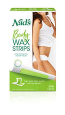 Nad's Body Wax Strips Hair Removal For Women All Skin Types, 20 Waxing Strips + 4 Calming Oil Wipes Nad's