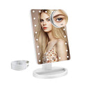 COSMIRROR Lighted Makeup Vanity Mirror with 10X Magnifying Mirror, 21 LED Lighted Mirror with Touch Sensor Dimming, 180°Adjustable Rotation, Dual Power Supply, Portable Cosmetic Mirror (White) COSMIRROR