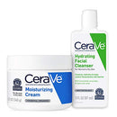 CeraVe Moisturizing Cream and Hydrating Face Wash Trial Combo | 12oz Cream + 3oz Travel Size Cleanser CeraVe