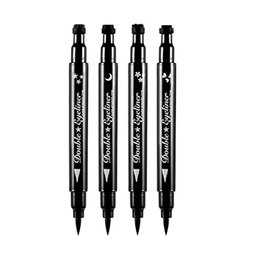 Pinkiou Eyeliner Pen with Eye Makeup Stamp Waterproof Double Sided Long Lasting Seal Eyeliner (4 in 1) Pinkiou