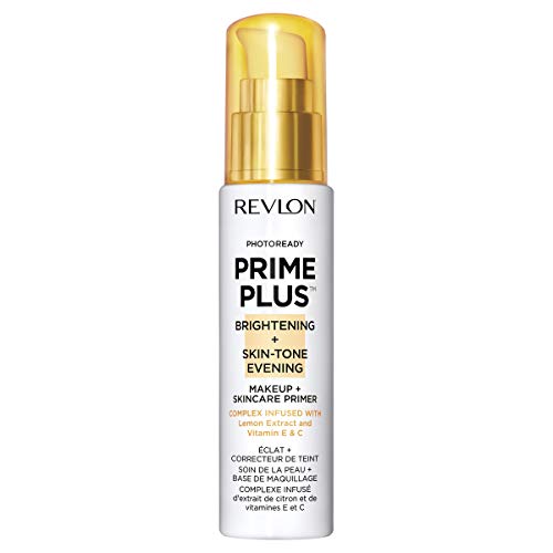 REVLON Prime Plus Makeup & Skincare Primer, Brightening and Skin-Tone Evening, Formulated with Vitamin C and Lactic Acid, 1 oz REVLON