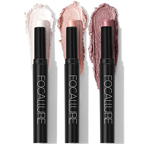 FOCALLURE (3 Pcs) 2 in 1 Eyeshadow and Eyeliner Pen, Waterproof Eye Shadow Pencil, Hypoallergenic Eyeshadow, Highlighter Eye Liner, Multi-Dimensional eyes Look, FA38-11116-123 Focallure