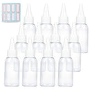 Trendbox 2oz Clear Plastic Bottles Applicator with Twist Top Cap BPA-Free For Hair Oils and Liquids 48 Pack with 48pcs Labels TRENDBOX