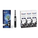 Oral-B Black Pro 1000 Power Rechargeable Electric Toothbrush Powered by Braun with Crest Charcoal 3D White Toothpaste, Whitening Therapy Deep Clean Oral-B