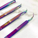M LASH Set Of 4 Diamond Grip Eyelash Extensions Tweezers - Japanese Steel Lash Supply (Multi-Color) M Store