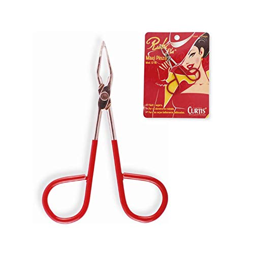 PROFESSIONAL Salon TWEEZERS with Easy Scissor Handle, The BEST PRECISION EYEBROW TWEEZERS Men/Women; PORTABLE Beauty Tools for Facial Hair, Ingrown Hair, Blackhead; Red 57RC; MADE IN MEXICO Curtis