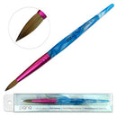 PANA USA Acrylic Nail Brush Pure Kolinsky Hair Acrylic White Swirl Blue Handle with Pink Ferrule Round Shaped - Size 6 PANA