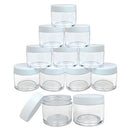 Beauticom 12 Piece 1 oz. USA Acrylic Round Clear Jars with Flat Top Lids for Creams, Lotions, Make Up, Cosmetics, Samples, Herbs, Ointments (12 Pieces Jars + Lids, WHITE) Beauticom