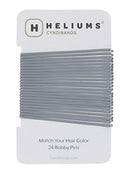 Heliums Gray Extra Long Curved Color Match Enamel Bobby Pins, 2.5 Inch Flat, Easier Open, Gentle to Medium Hold - 24 Count Heliums