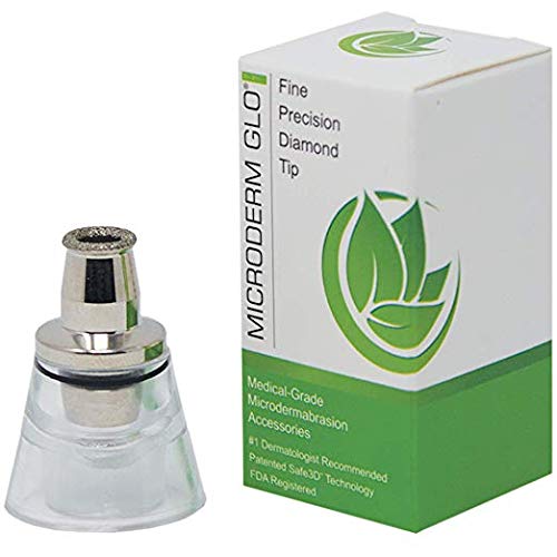 Microderm GLO MINI Premium Diamond Microdermabrasion Tips by Microderm GLO - Medical Grade Stainless Steel Accessories, Patented Safe3D Technology, Safe for All Skin Types. (Fine/Precision) Microderm GLO