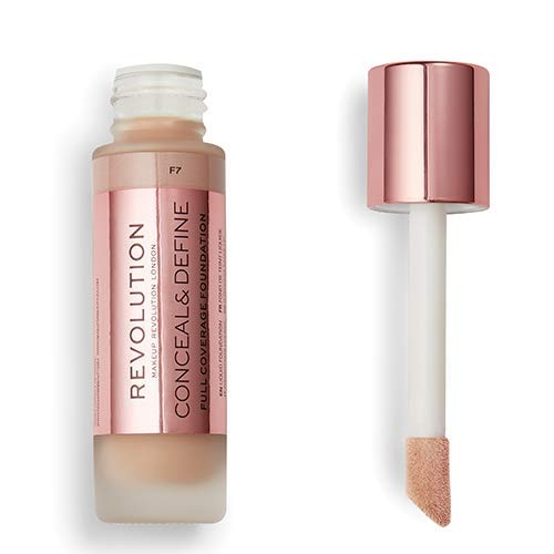 Makeup Revolution Conceal and Define Foundation, Full Coverage & Matte Finish, F7 for Fair Skin Tones, Vegan & Cruelty-Free, 0.7 Fl Oz Makeup Revolution