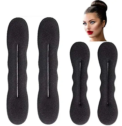 Styla Hair Black Magic Hair Bun Maker 4 Pack (2 Small, 2 Large) Foam Sponge Buns Shaper Accessories Strong Flexible Reusable Bun Twister for Updo’s, Ballet Buns, French Twist, Waves & more! Styla Hair