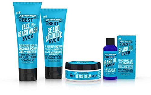 Just For Men The Best Beard Care Kit Ever, Comes with Beard Conditioner, Beard Balm, Beard Oil and Face & Beard Wash - Made with Aloe, Chamomile and Jojoba Oil Just for Men