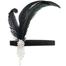BABEYOND 1920s Flapper Headpiece Roaring 20s Great Gatsby Headband Black Feather Headband 1920s Flapper Gatsby Hair Accessories (White) BABEYOND