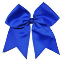 Kenz Laurenz Cheer Bows Blue Cheerleading Softball - Gifts for Girls and Women Team Bow with Ponytail Holder Complete Your Cheerleader Outfit Uniform Strong Hair Ties Bands Elastics (1) Kenz Laurenz