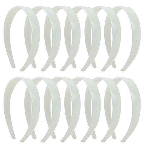 Timoo 20 Pcs Plastic Headbands, 1" Wide No Teeth Hair BandsAccessories for DIY & Craft - Perfect for Girls, Women (White) Timoo