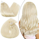 Ugeat 24 Inch Microlink Hair Extensions Human Hair Platinum Blonde Micro Beads Hair Extensions Human Hair 50Gram/Set 50Strands Micro Ring Extensions Human Hair Ugeat