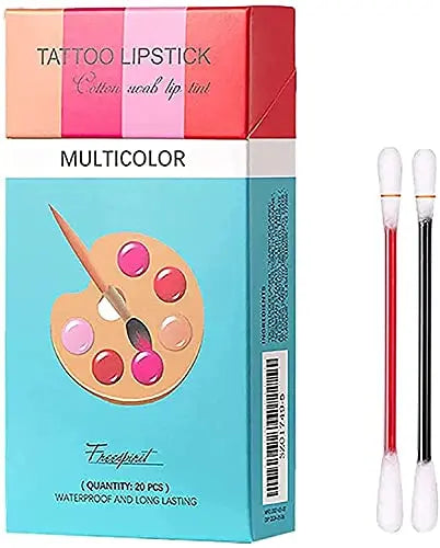 20 Pcs Tattoo Lipstick Cigarette Cotton Swab, Long Lasting Waterproof Disposable Portable Lipstick, Durable Waterproof Liquid Non-Stick Lipstick, Easy To Carry (Color: mixed) Yjkoo