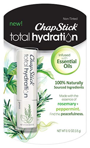 ChapStick Total Hydration Essential Oils Peace Lip Balm, Rosemary + Peppermint Lip Balm Tube, Lip Care - 0.12 Oz Chapstick