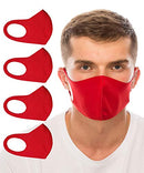 unik RED Cloth Face Cover, Washable, Reusable Mask, Unisex, Dust-proof, Red Pack of 4 unik