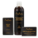 SheaMoisture Bath Face Skin care Kit Body Cleanser for Dull Skin African Black Soap Made with Fair Trade Shea Butter, Aloe Vera, 3 Count SheaMoisture
