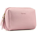 Large Vegan Leather Makeup Bag Zipper Pouch Travel Cosmetic Organizer for Women and Girls (Large, Pink) Narwey