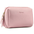 Large Vegan Leather Makeup Bag Zipper Pouch Travel Cosmetic Organizer for Women and Girls (Large, Pink) Narwey