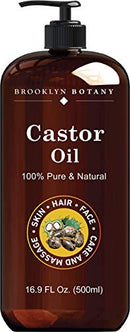 Brooklyn Botany Castor Oil for Skin and Hair – 100% Pure and Natural - Carrier Oil for Essential Oils, Aromatherapy and Massage – Moisturizing Skin, Hair and Face – 16 fl Oz Brooklyn Botany