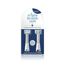 Triple Bristle Kids Sonic Toothbrush Replacement Heads | Patented 3 Brush Head Design | Angled Bristles Clean Each Tooth | Kids Sized Electric Brush Head Refill | Safe on Braces | 2 Pack Triple Bristle