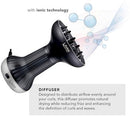 Diffuser Hair Dryer for Curly Hair – Ionic Technology Hair Dryer with Adjustable Heat & Speed Settings for Frizz-Free, Defined Curls, Lightweight Hair Dryer, Wavy And Curly Hair (SILVER) Infinity Warehouse