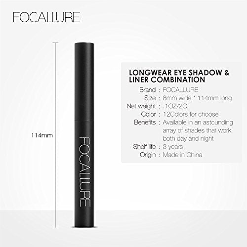 FOCALLURE (3 Pcs) 2 in 1 Eyeshadow and Eyeliner Pen, Waterproof Eye Shadow Pencil, Hypoallergenic Eyeshadow, Highlighter Eye Liner, Multi-Dimensional eyes Look, FA38-11116-123 FOCALLURE