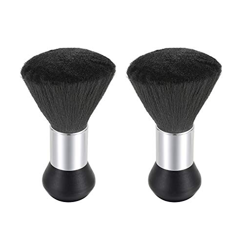 Vtrem 2 Pack Barber Brush Neck Duster Powder Duster Brush Neck Duster Brush for Hair Cutting Barber Accessories Brush Black Brown Barber Hair Brush Vtrem